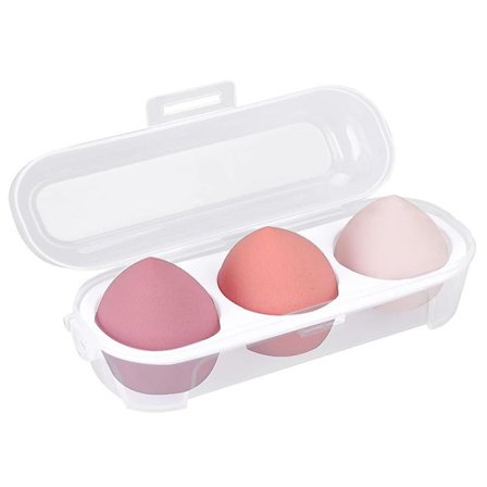 Smink Svamp Etui Blender Skjønnhet Foundation Holder Blandingssvamp Egg Sett Smink Svamp Våt Og Tørr Oppbevaringsboks Egg Svamp Organizer (3 stk-Rosa 