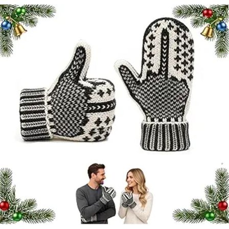 Frække Liste Handsker: Legesyge langefingerhandsker med et strejf af finurlighed, komfortable strikkede julehandsker - sorte