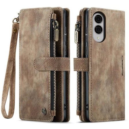 (Til Samsung A16) Retro læderpung etui med aftagelig håndledsstøtte og flere kortlommer