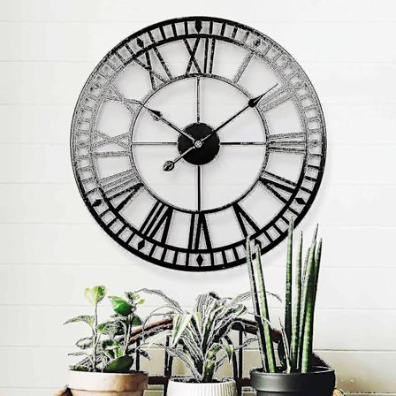 Værbestandig Hageklokke Retro Romertall Jernkunst Utendørs Klokke Batteridrevet Stille