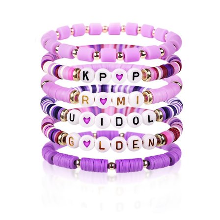 6 stk. koreansk pop (K-pop) armbåndssæt, kompatibelt med & - Flerfarvet Kpop-gruppe bogstaver smykker, ikke-belagte holdbare fan-tilbehør til 