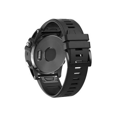 1 musta silikoninen ranneke Garmin Fenix5/Phoenix 5 Plus/Phoenix 6 (22mm) -kelloille
