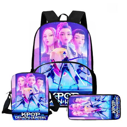 K-Pop Demon Hunter Rygsæk med Madkasse & Penalhus, Skoletaske