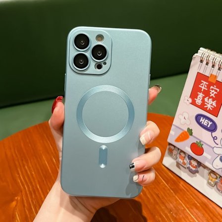 Skal för iPhone 17 Pro Metallic Paint + Frosted Magnetic Peak Blue Magnetiskt Frostat Silikon Helskalskydd