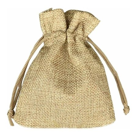 100 stk. Jute Poser 7x9cm, Gjenbrukbare Gaveposer, Jute Sekker med Snøring for Smykker Gavefest Bursdag Jul Bryllup DIY - Khaki