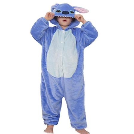 Halloween børn drenge piger/stitch one piece pyjamas hættedragt jumpsuit kostume fancy dress pyjamas 3-8 år gammel Blue-Stitch 3-4 Years