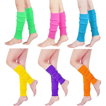 6 par 80-tals dam ribbstickade benvärmare för Heilwiy fest sport varma accessoarer