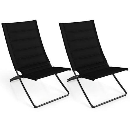 2-osainen kokoontaitettava rantatuoli pehmustetuilla istuimilla, musta