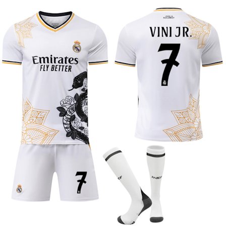 2025-2026 Real Madrid Snake Anniversary Edition Fotbollströja För Barn Vuxen med Strumpor No.7 VINI JR