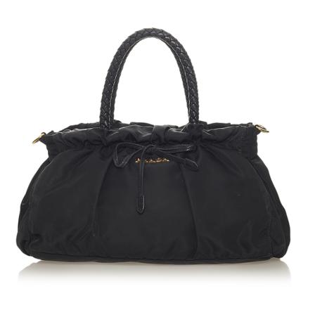 Prada Vintage, Pre-owned Handbag Zwart, Dames, Maat:ONE Size,nylon,gevlochten