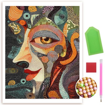 Mystisk Ansikte Diamantmålning Kit DIY Diamantmålning Ädelstenskonst Kit Diamantkonst Kit Diamantkonst för Hemväggsdekor & Gåva