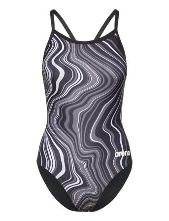 Women's Swimsuit Lightdrop Back Marbled Black-Blac Black Arena