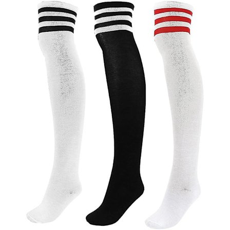 2/3 par overknee-strømper knæstrømper stribede sportsstrømper college