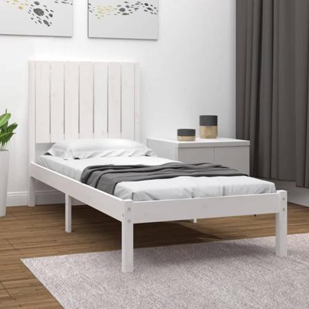Vidaxl Sängram Vit Massivt Trä 75x190 Cm Vit