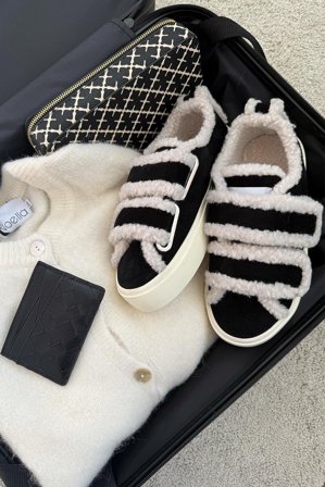 Shearling Low Velcro Black 39