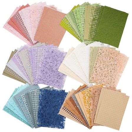 90 ark scrapbook-papir og dekorativt nettingstoff assortert sett - 6 pakker blandet spesialpapir for scrapbooking, B