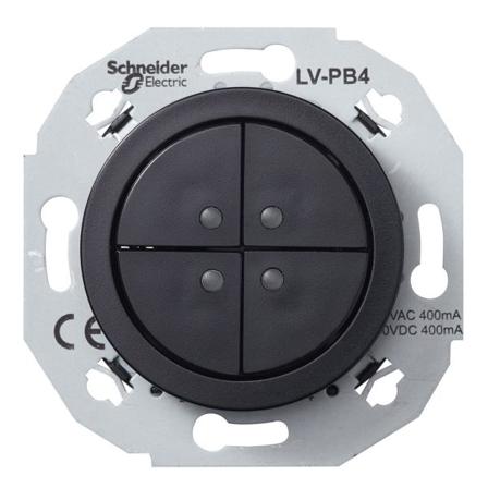 Schneider Electric WDE011272 Pienjännitepainike musta 4-napainen, Katkaisijat & pistorasiat