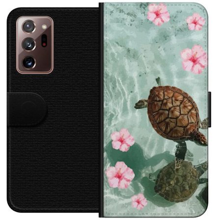 Kompatibel Tegnebogsetui til Samsung Galaxy Note20 Ultra Havskilpadder og hibiskus tropisk akvatisk design med lyserøde blomster rolig vandoverflade o