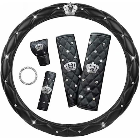 PU-skinn bilrattdeksel med paljetter