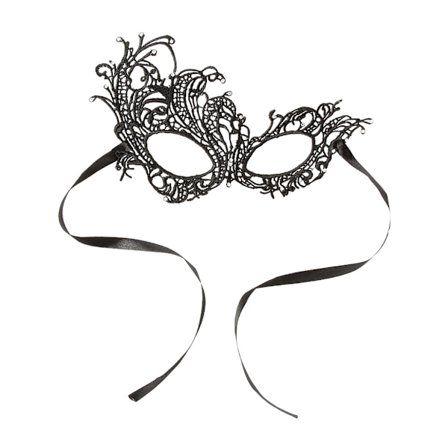 Glamorös svart spetsmask - Enkel att ta på - Fästs med snöre
