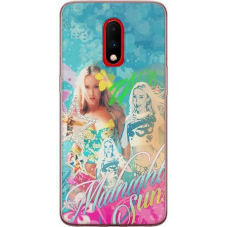 Yhteensopiva Puhelinkuori OnePlus 7 Seikkailumaailma Steve, Creeper ja eläimillä värikkäässä palikkagrafiikassa