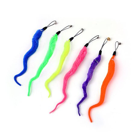 Kattepinne lekesett, katte erter + 6 stk hårete haleormer med bjeller, innendørs interaktive leker for katter