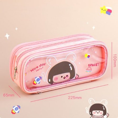 Gennemsigtig Penalhus Kawaii Stationery Pencil Case PINK