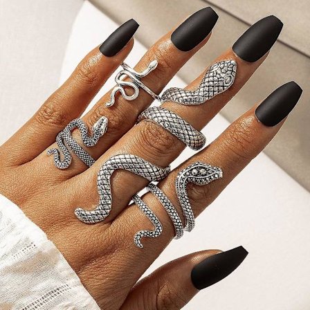 (4-pack)(silver) Vintage Snake Ring Set Animal Finger Joint Stackable Rings Knuckle Rings Bijoux För Kvinnor Och Flickor