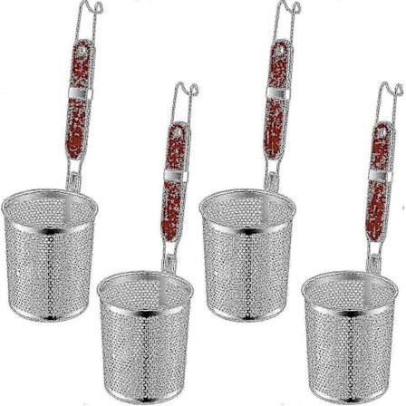 4 Pasta Kurve i Rustfrit Stål med Træhåndtag Køkken Si Pasta Si Skimmer Mad Dumpling Nudel Si Blanchering Ba Stk Pa (FMY)