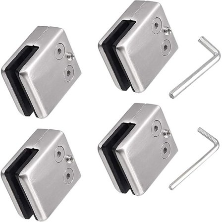 4-pack 304 Rostfritt Stål Glasklämmor med 2 Hex-nycklar Passar för 8-10mm Fönsterglas Justerbar Plan Glashållare Trappräcke Polerad