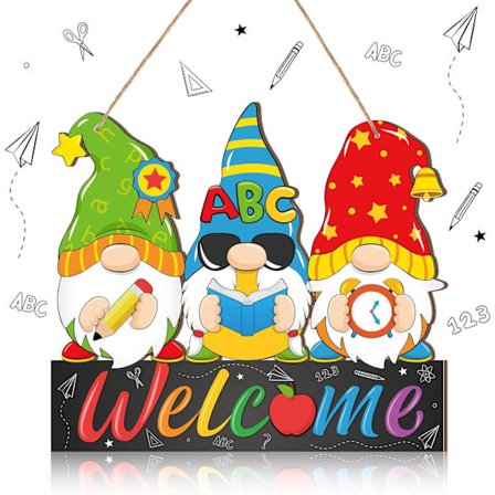 Klasserom Velkommen Skilt Dørdekorasjon Tregnom Hengeskilt Dørplate med Tau Tilbake til Skolen Dekorasjon Fargerikt Veggmaleri (Skole)