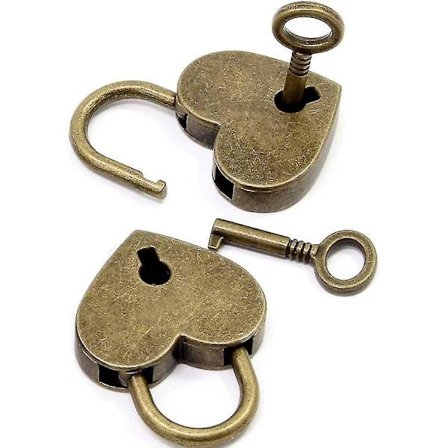 Hjerteformet Lås, Hjerte Hengelås Med Nøkkel, Vintage Hengelås, Mini Lås, Metall Hjerte Hengelås