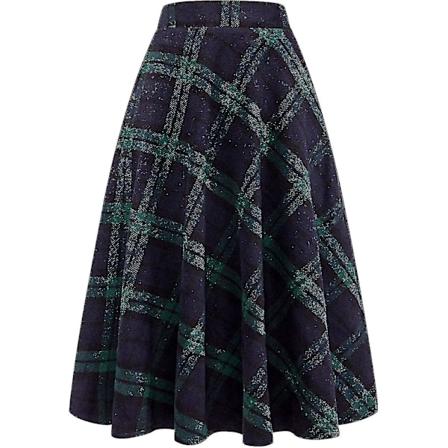 Dame Maxi-skjørt Tartan Ull Lang Varm Med Elastisk Midje Pluss Størrelse