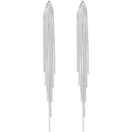 Långa tofsar dinglande örhängen för kvinnor tonårsflickor, silver/guld