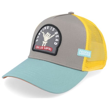 Coastal - Grå trucker Caps - Hft Surfing Dead Yellow/Grey/Petrol A-Frame Trucker @ Hatstore