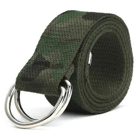 Unisex Canvas Bälte Enkelt Vävt Dubbel D-ring Metallspänne Midjeband (FMY)