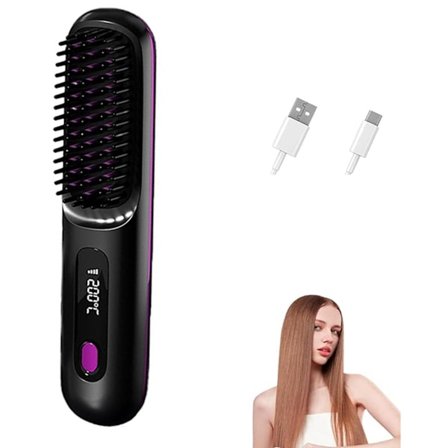 ING Trådløs Stylingbørste Keramisk 3 Temperaturinnstillinger Stylingkam Stylingbørster Varmebørste Børste Elektrisk Hårbørste Rettetang 20x4.5cm