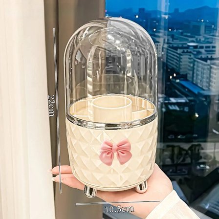 ING Luksuriøs Høykvalitets Roterende Kosmetikkorganisator - Lett og Romslig, Utsøkt Design (Kremhvit).