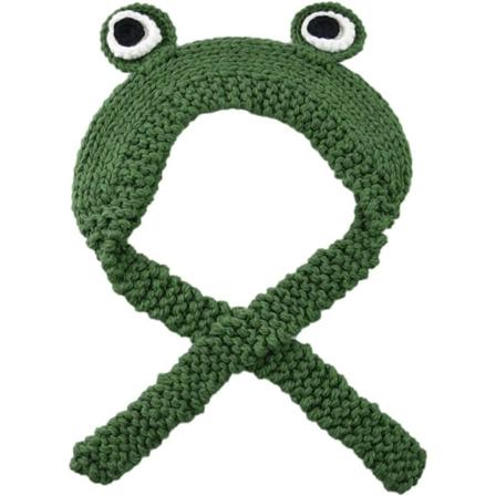 Frosk Strikket Beanie 42cm Frosk Hodebånd Hatt Kvinner Strikket Frosk Beanie Heklet Strikket Hodebånd Søt Ytre Store Øyne Frosk Hatt