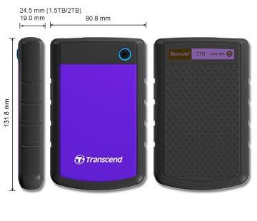 Transcend StoreJet 25H3P - harddisk - 2 TB - USB 3.0