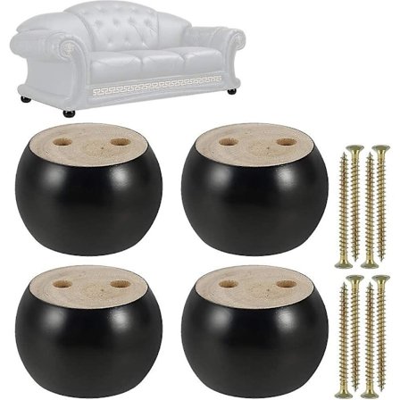 4 st Möbelben 50 mm Höga Soffa Ben Eucalyptus Runda Bun Möbelfötter Ersättningsben För Soffa Säng Fåtölj Skåp (svart)