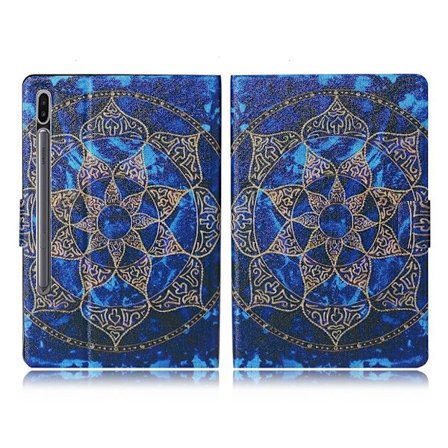 Samsung Galaxy Tab S7 viileä kuvio nahkainen flip case - Mandala Kukka
