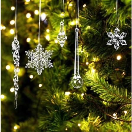57 stykker juleanheng dekorasjoner,pyntet juletre, akryl juletre dekorasjon, juletre ornamenter hengende anheng, snøfnugg