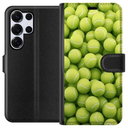 Kompatibel Tegnebogsetui til Samsung Samsung Galaxy S25 Ultra Mønster af grønne tennisbolde i høj detalje, sporty motiv med gentagende tekstur og s