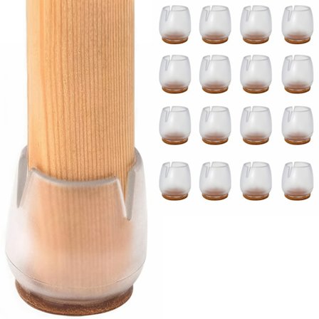 16-pack - Möbelben / Silikonfötter för stolar - Golvskydd Transparent