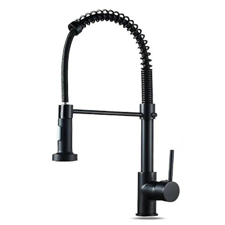 Udtrækkelig 360° drejelig køkkenhane i rustfrit stål, sort