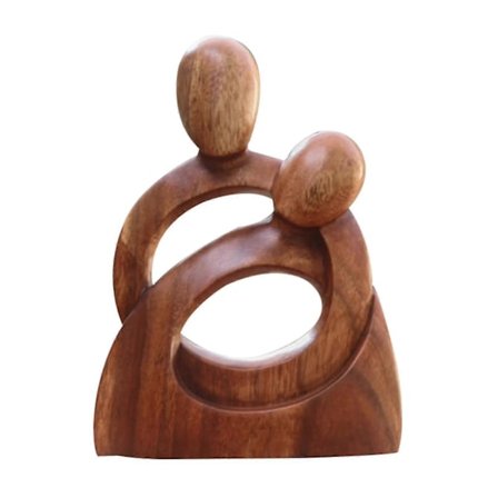 Håndlavet Mor og Barn Træskulptur Hendes Kærlighed Vil Aldrig Ende Skrivebords Ornament