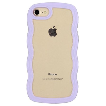 Mobildeksel for iPhone 7/8/SE (2020)/SE (2022) med bølgekant PC+TPU Fargeramme Transparent bakdeksel