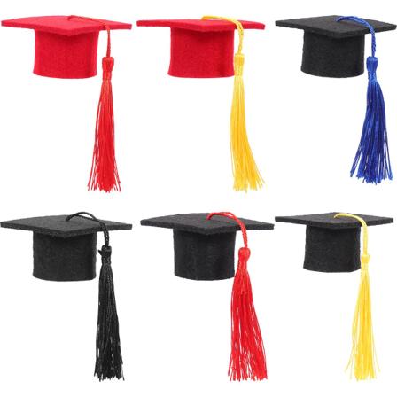 6 kpl Ylioppilaan Hattu Pullon Peitteet Mini Ylioppilaan Hatut Tupsulla Viinipullon Peite Sekalaiset Värit 5. Assorted Color 5.5X5.5X3.5CM