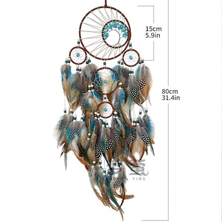 Drömfångare med fem ringar och kristaller